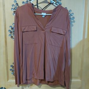 a new day Women's Tan Long Sleeve Blouse